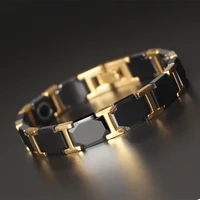 mens gold color pure titanium magnetic bracelet mens charm magnet negative ion magnetic health care relief the pain bracelets