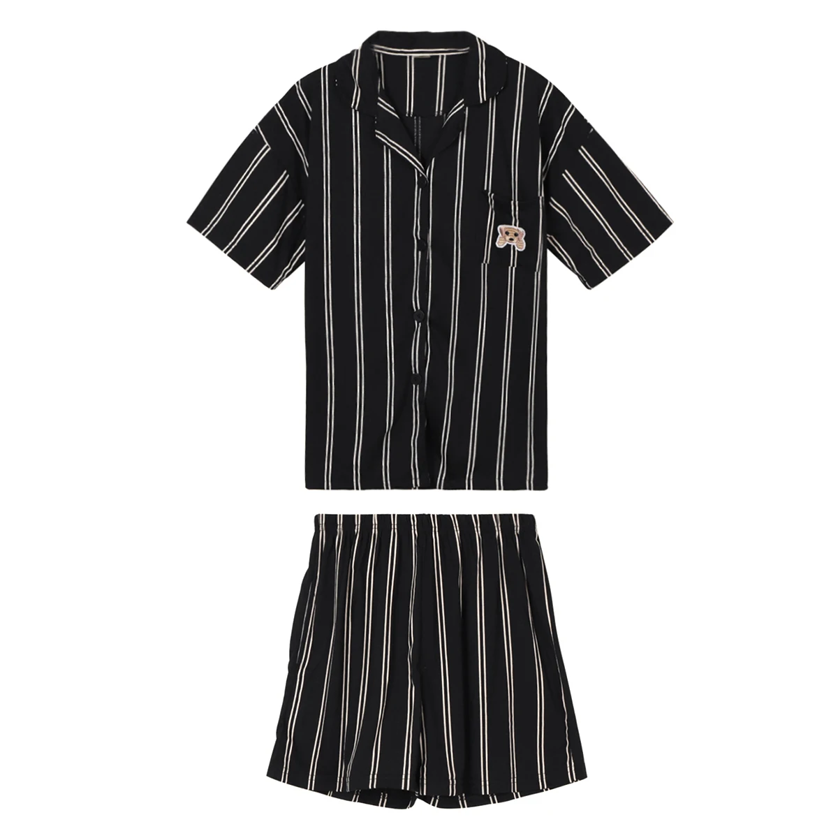 CAIYIER Korean Lovely Bear Pajamas Set Summer Women Kawaii Nightwear Leisure Female Turn-down Collar Short Sleeve Sleepwear Suit