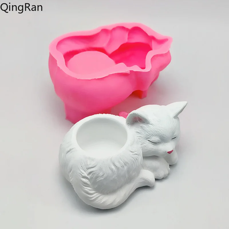 

Bakeware Cake Tools Cute Animal Cats Silicone Mold Flower Pots Potted Plants Succulent Plants DIY Handmade Moldes De Silicona