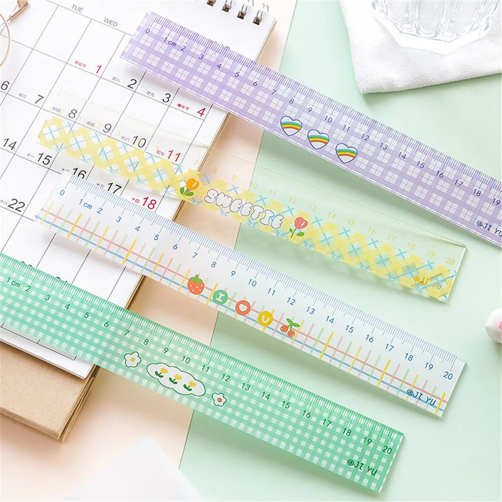 

20cm Kawaii Acrylic Lattice Straight Rulers Multifunction DIY Drawing Tools Portable Measuring Creative Student Stationery