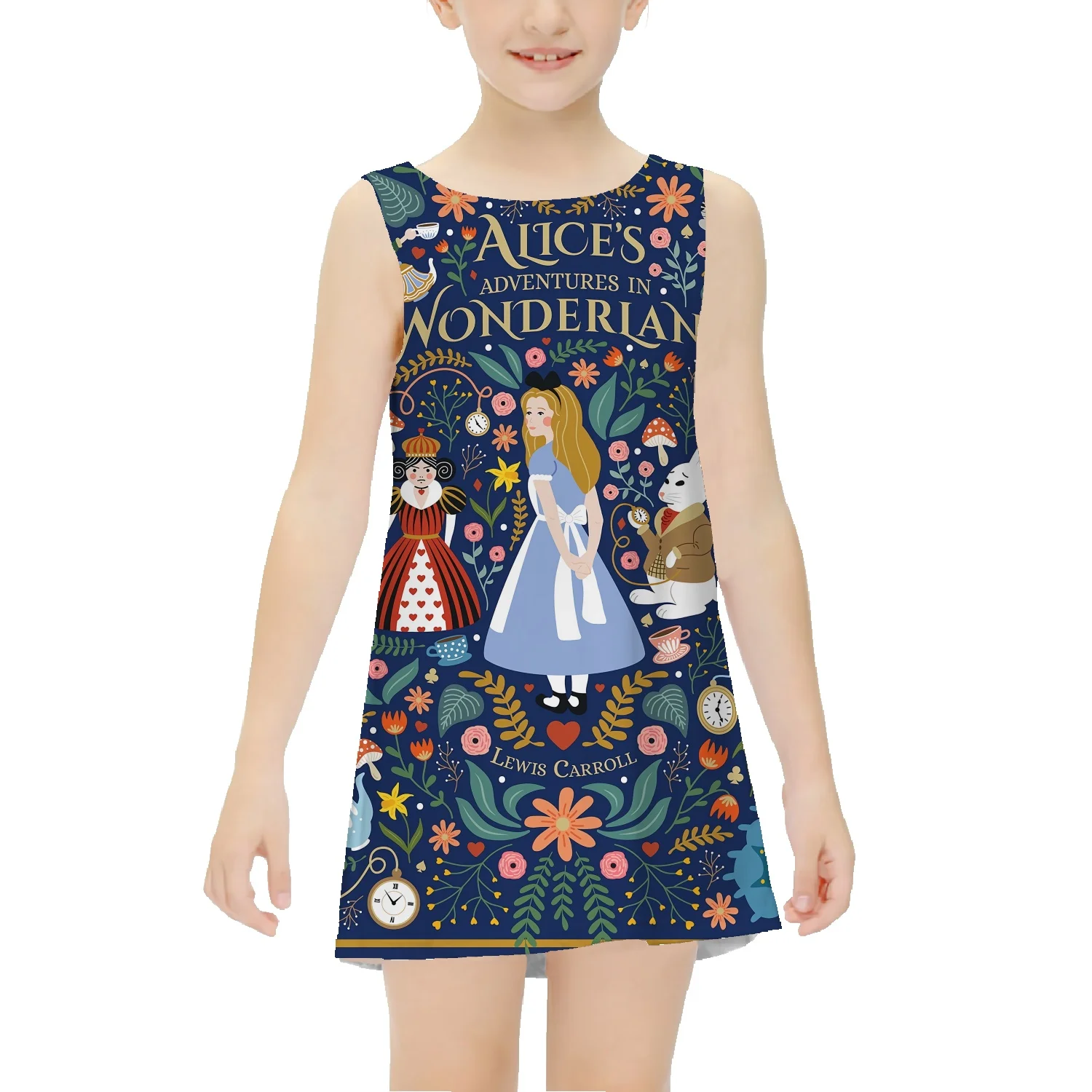 Alice in Wonderland girls suspender dress Western style summer new 2022 baby summer dress fashion loose long skirt