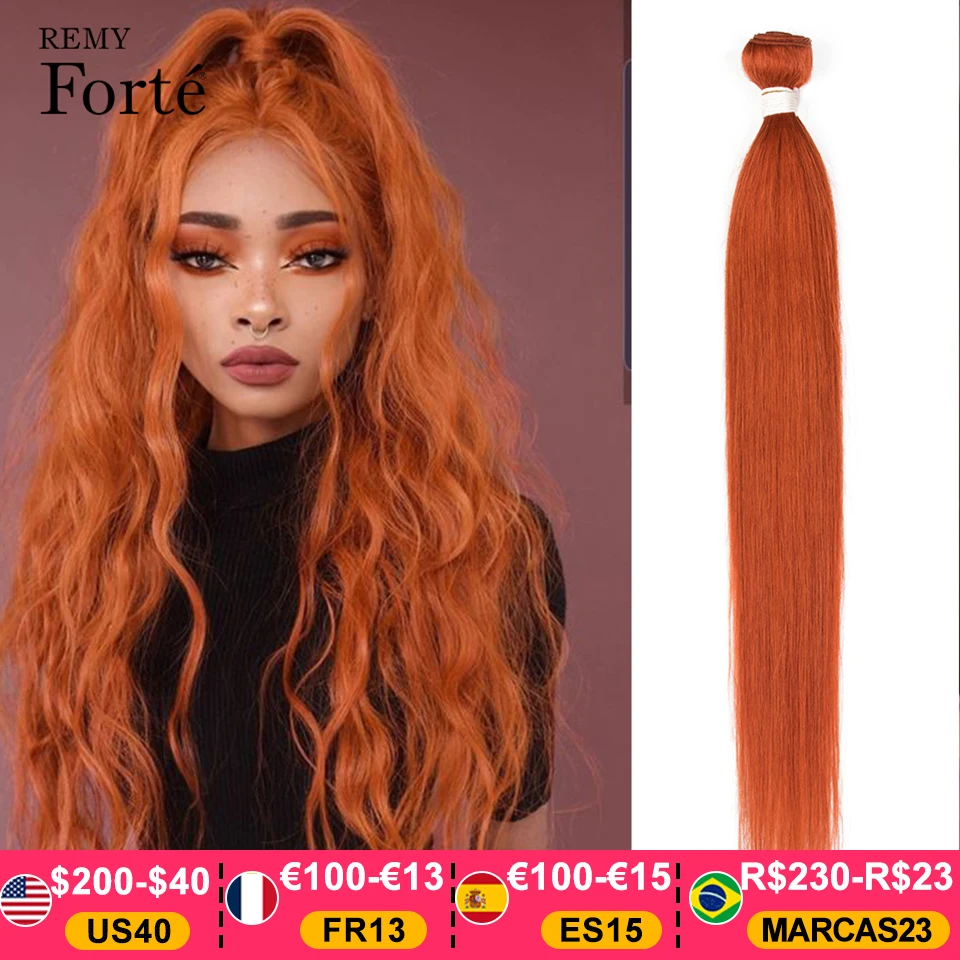 Remy Forte 30 Inch Human Hair Bundles Ginger Orange Straight Bundles Brazilian Hair Extensions Single Wholesale Bundles Vendor