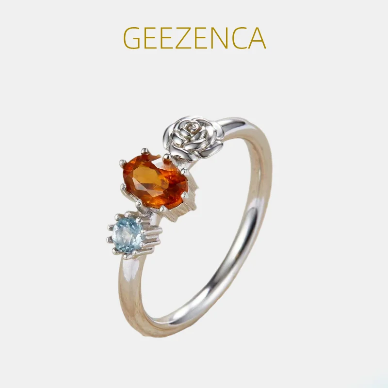 

Женское кольцо GEEZENCA из серебра с натуральным камнем и топазом