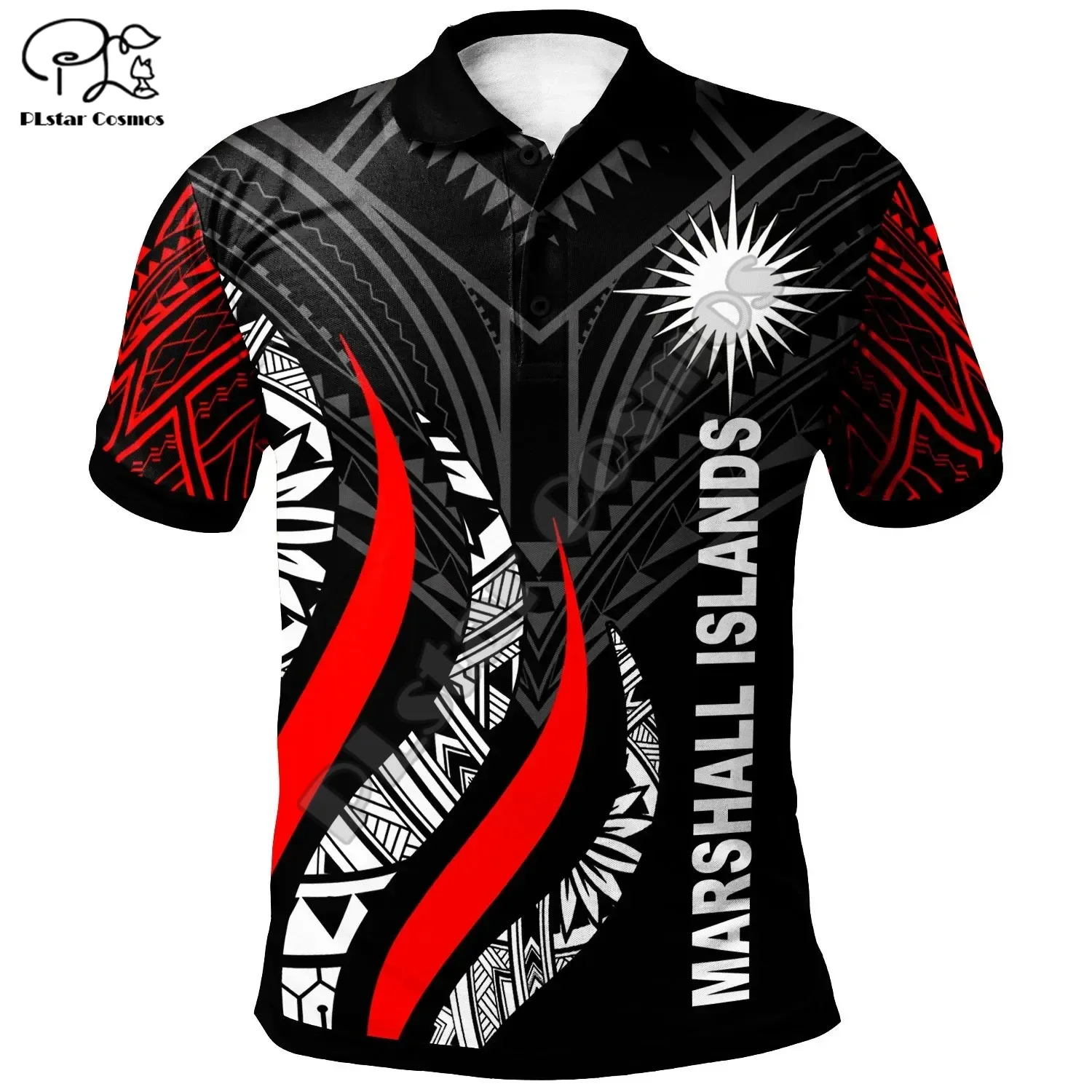 

Marshall Islands Polynesian Flag Tribal Culture Retro Tattoo 3DPrint Men/Women Summer Polo Shirts Streetwear Short Sleeves A1