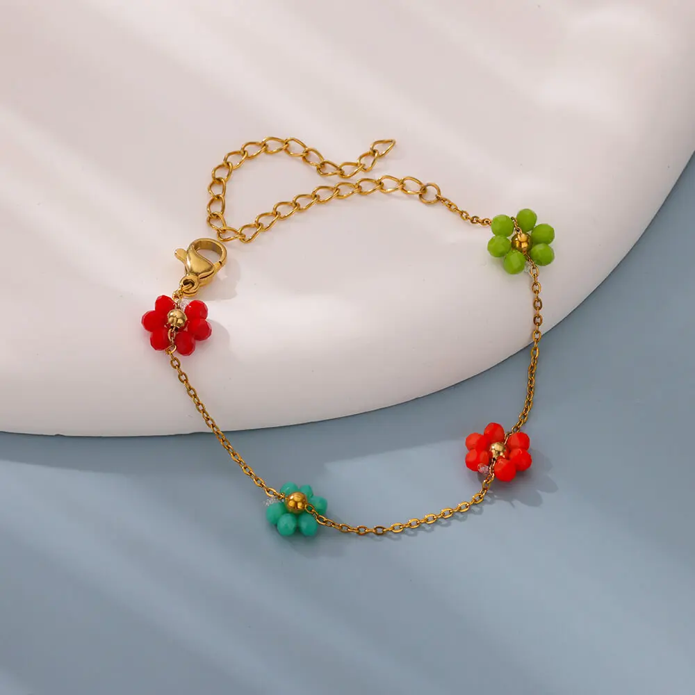 Женские браслеты из бусин и цветов в стиле бохо браслет нержавеющей стали