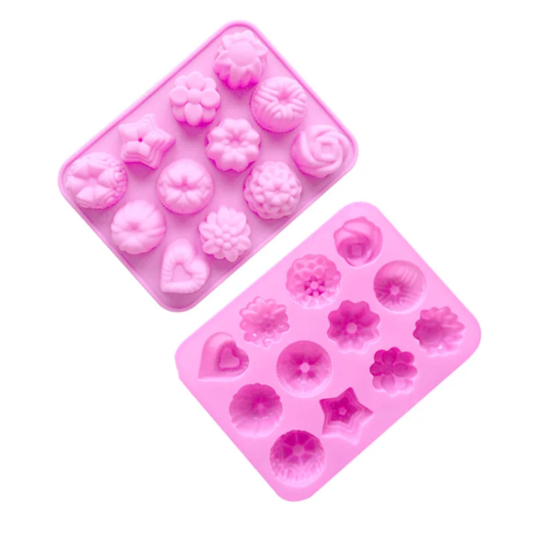 DIY Kitchen Silicone 12 Holes Flowers Form For Muffin Silikon Bakeware Rubber Baking Mould Chocolate Egg Tart Mold 20*16cm