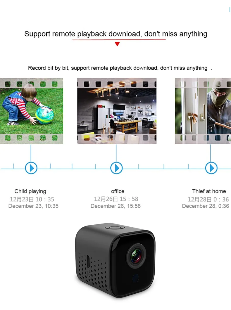 

Mini Camera Wifi Micro Camera Wifi 360 Outside Go Pro Camera Wireless Mic 155° Wide Angle 1080P HD Video Recording 30fps 2K
