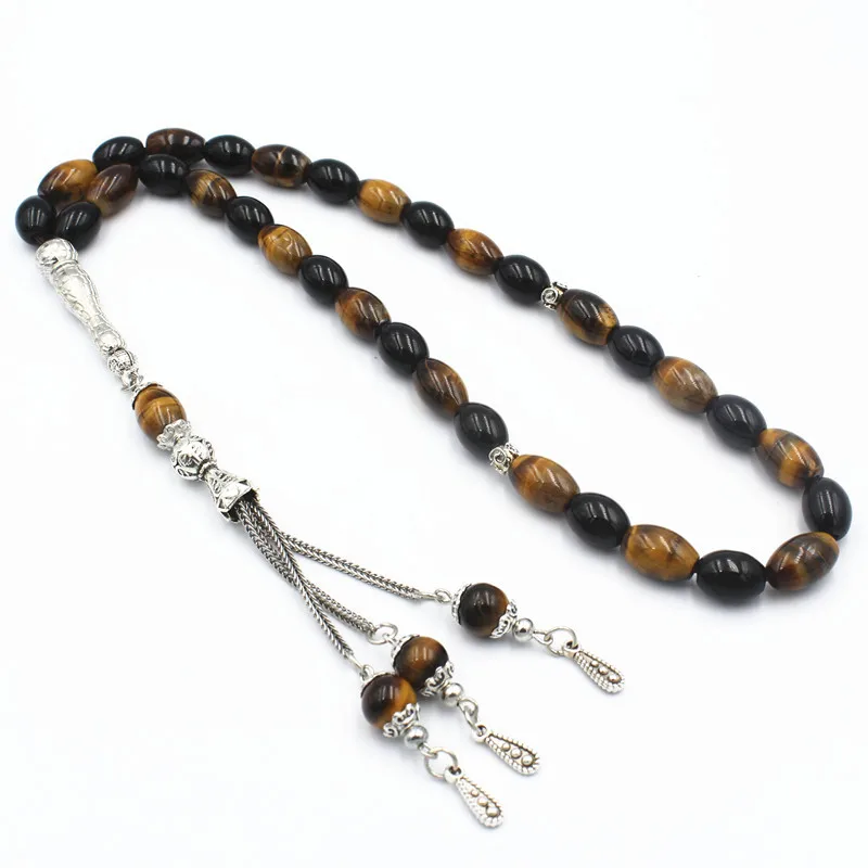 

8*12 тигерит мусульманские четки агат натуральный камень Ближний Восток арабские браслеты 33 Бусы Tasbih Eid подарок Misbaha браслет