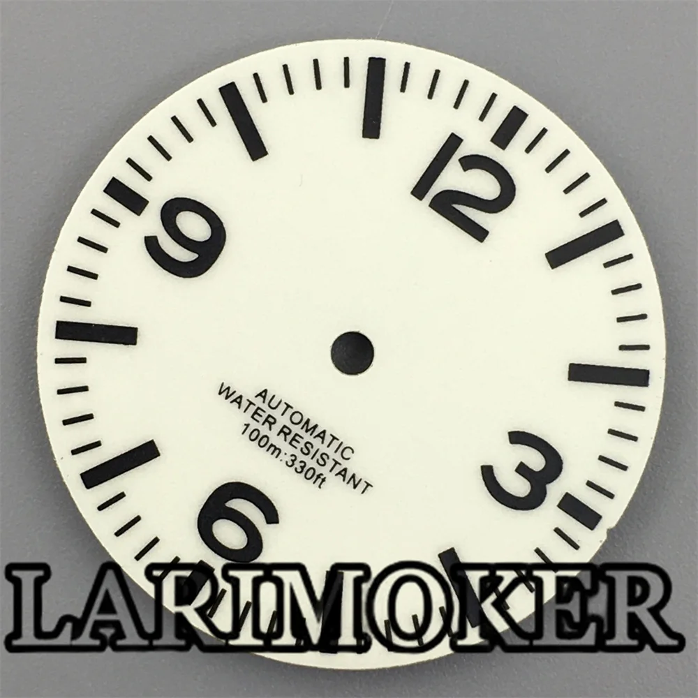 Светящийся циферблат для часов LARIMOKER черный и белый цвета 29 мм подходит NH35 NH36 ETA2824