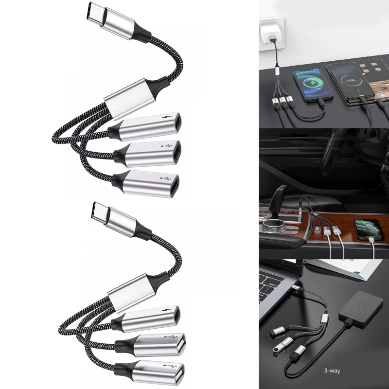 

Multiport USB C Hub 3 in 1 Type C USB2.0 Adapter with 60W PD USB C Fast Charge+Data Transmisson Splitter Drop Shipping