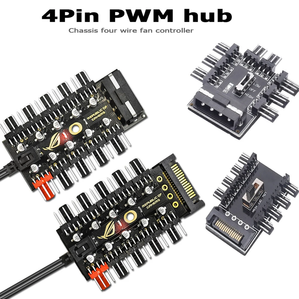 

Motherboard 1 to 8 PC 4Pin PWM Cooler Fan HUB Splitter Extension 12V Power Supply Socket PC Speed Controller Adapter Computer PC