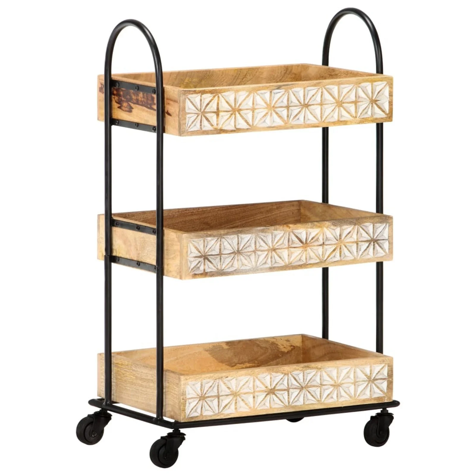 

Furniture 3-Tier Kitchen Trolley 18.1"x11.8"x29.9" Solid Mango Wood