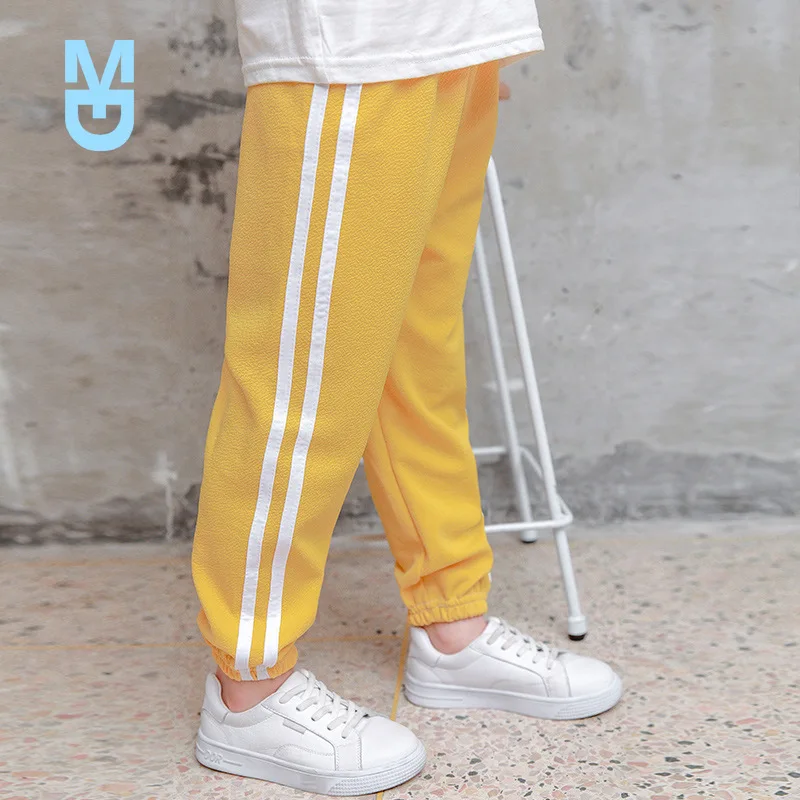 

New Toddler Kids Pants 2022 Summer Candy Color Harem Pants Boys Soft Trousers Drawstring Side Stripe Baby Boys Pants