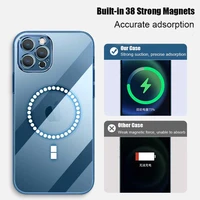 for iphone 12 case magnetic charging magsafing phone case for iphone 11 pro max 13 mini promax protect clear tpu plating case