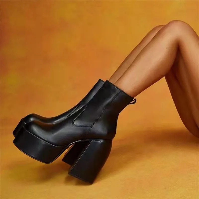 

Martin Boots Women's Spring and Autumn New Thick-soled High-heeled Women's Shoes Sexy and Comfortable Elastic Women's Boots