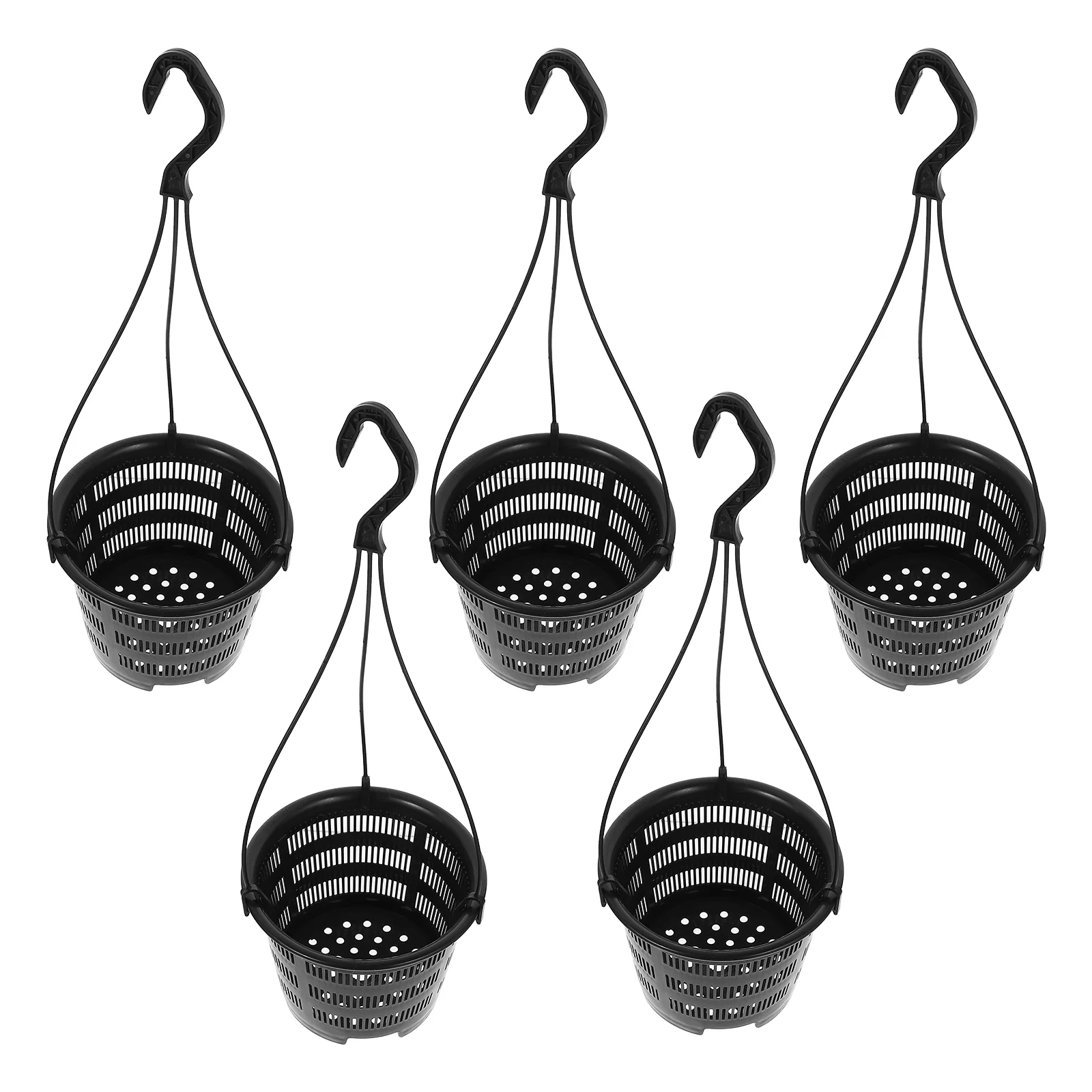 

5 Sets Hanging Basin Flowerpot Plastic Pots Garden Supply Outdoor Hook Orchid Coat Hanger Mesh Planter for indoor plants