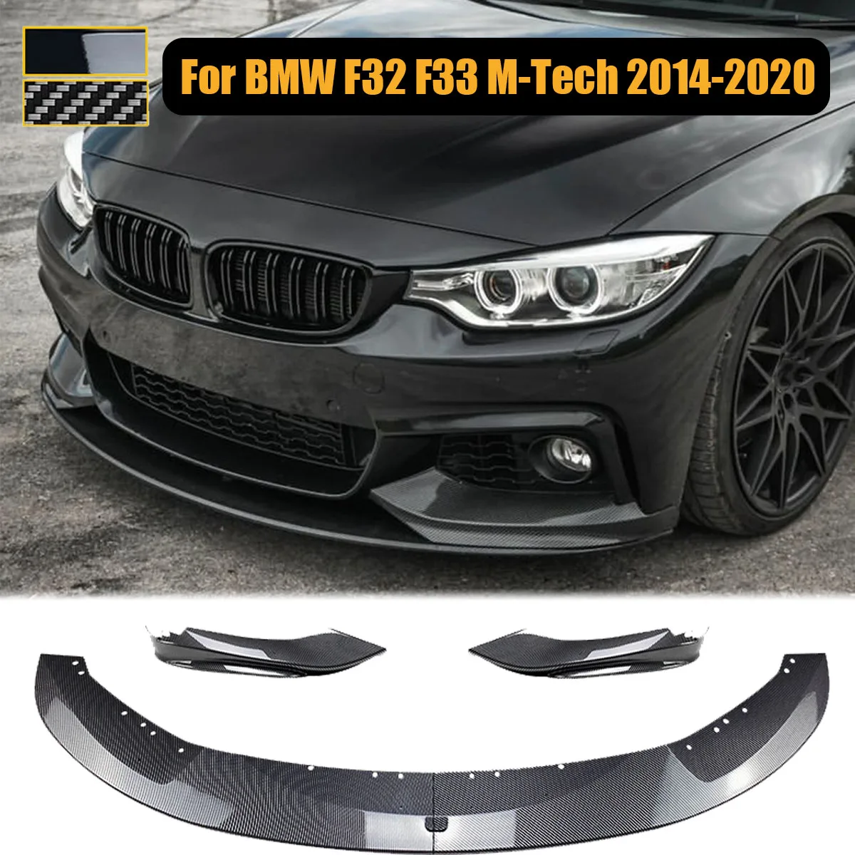 

Передний бампер для BMW F32, F33, F36, M-Tech 4 серии 2014-2020, спойлер для губ + боковой сплиттер, канаты, крышка, комплект кузова, автомобильные аксессуары