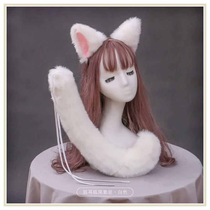 Повязка на голову с кошачьими ушками головной убор животными хвост лисьими