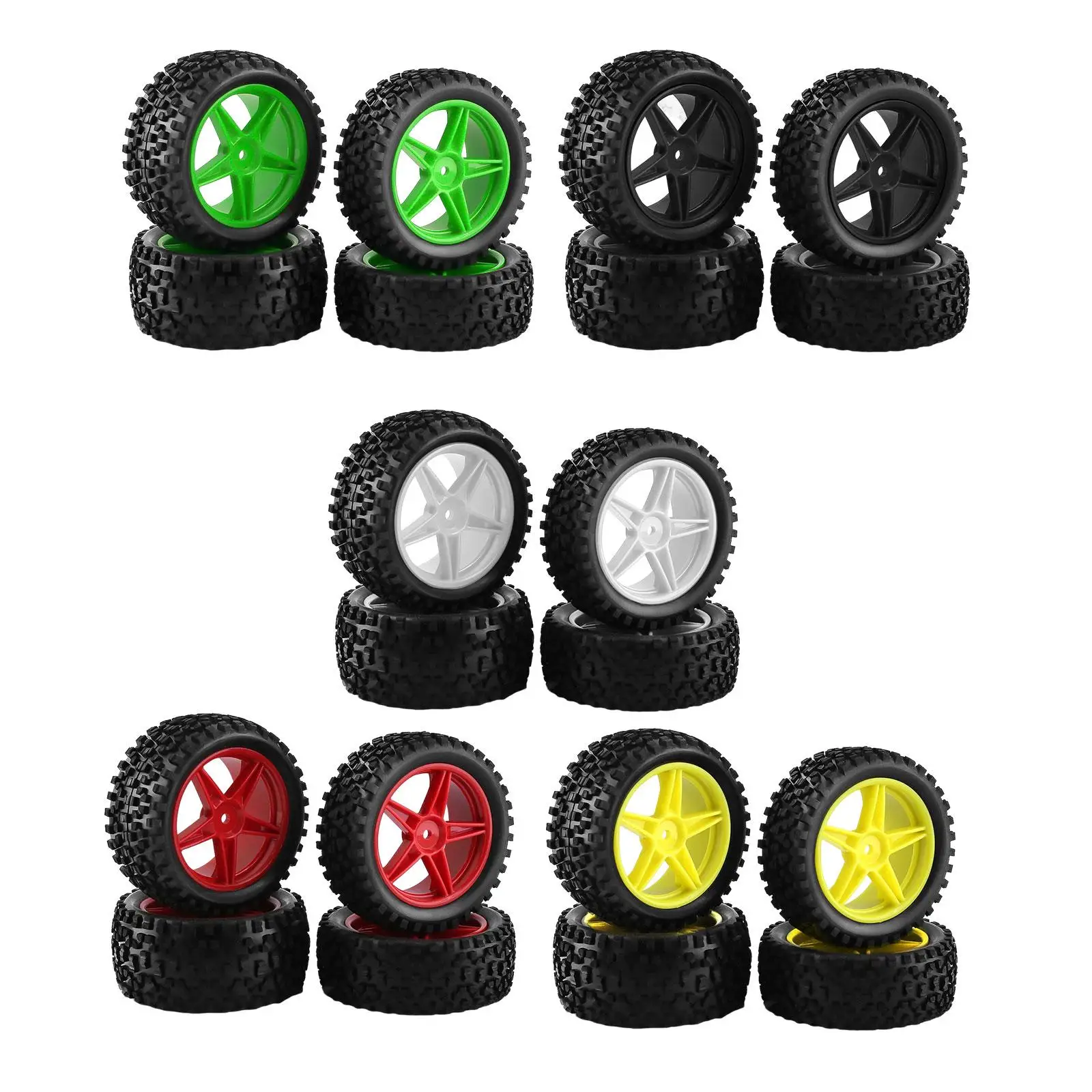 

4 Pieces RC Car Wheel Rim and Tires Replacements for 1/10 Trucks Vehicles Model Buggy DIY