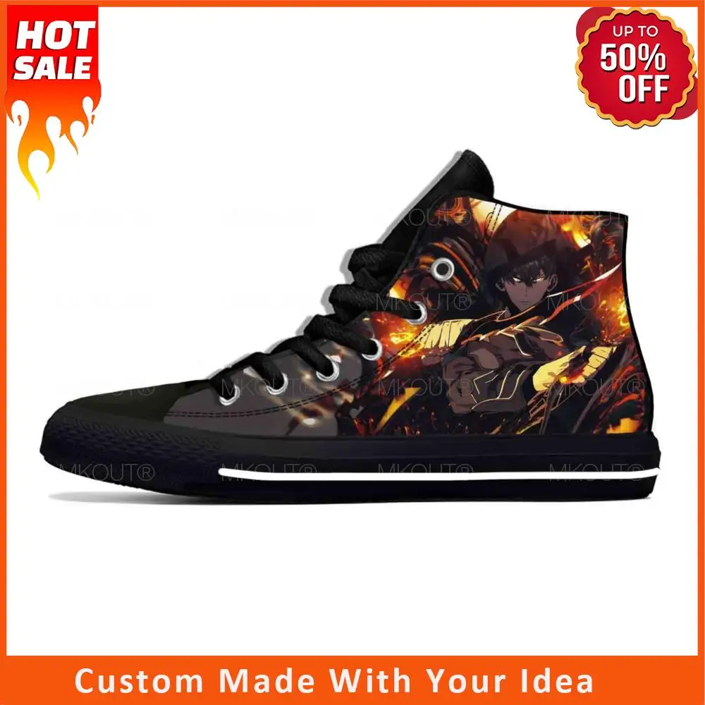 

Anime Manga Cartoon Solo Leveling Sung Jin-Woo Casual Cloth Shoes High Top Lightweight Breathable 3D Print Men Women Sneakers
