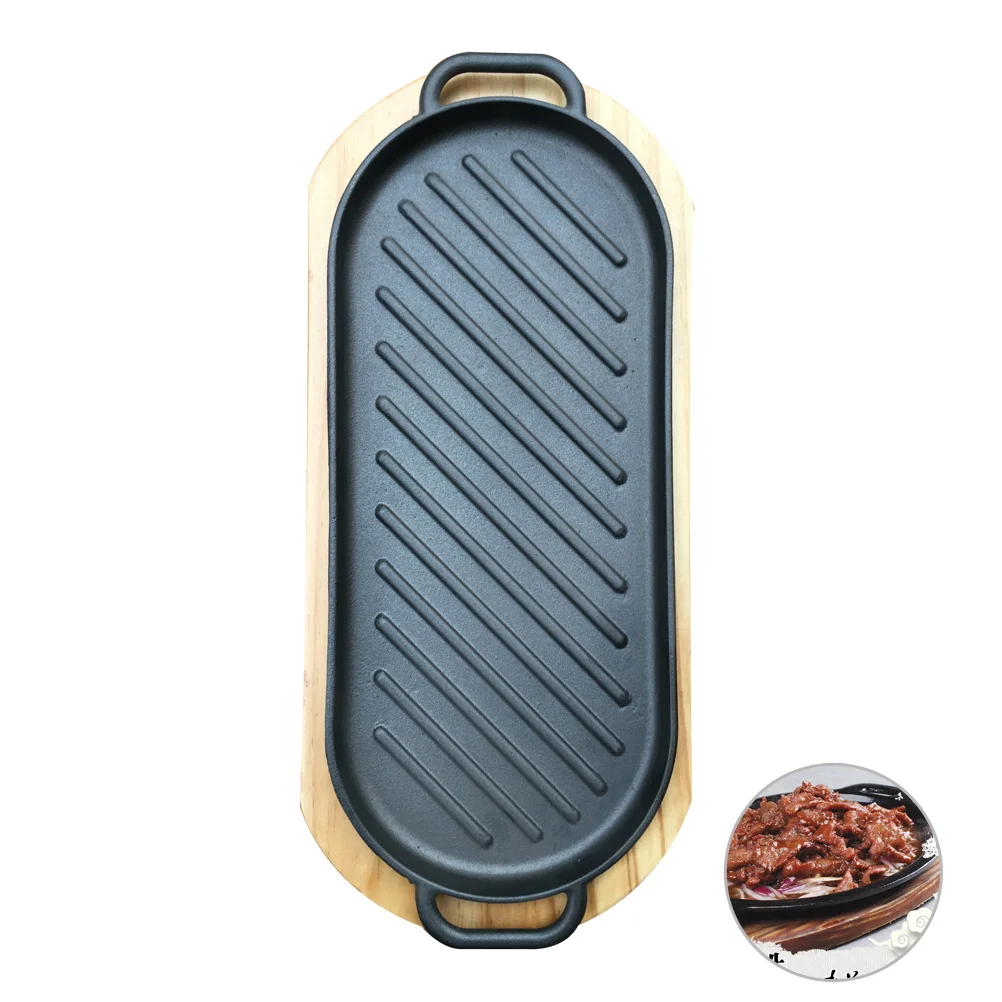 

1pc Steak Iron Plate Practical Steak Plate Steak Grill Pan Steak Iron Pan for Barbeque Kitchen Outdoor