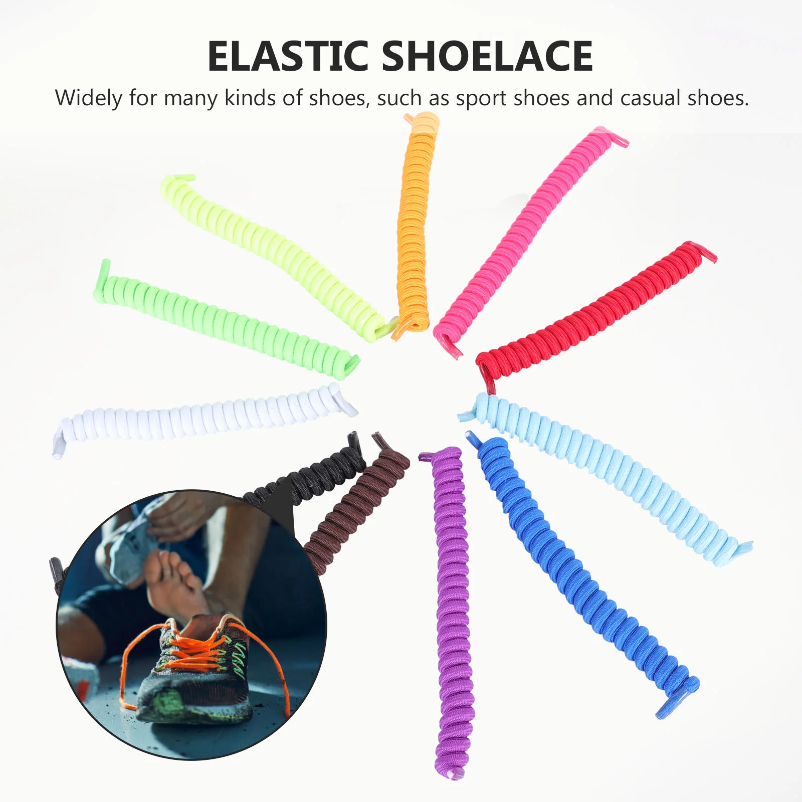 11 Pairs Free Spring Laces Stretch Sneakers Simple Shoelaces Practical Casual Shoes Elastic Polyester