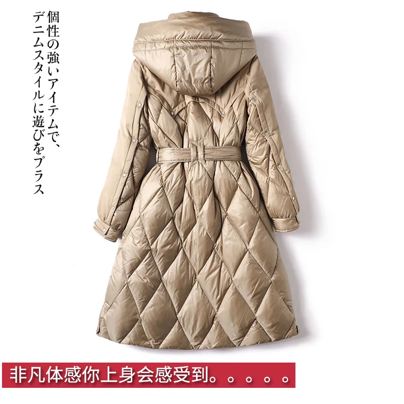 Long Duck Jacket Women Casacos De Inverno Feminino  90%  White Duck Down  Long  High Street  Slim  Zipper Thin Abrigo Mujer