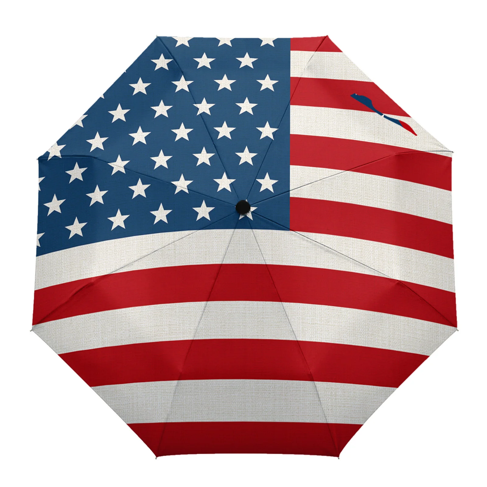 

American Flag Day Pentagram Large Fully-automatic Parasol Umbrella Foldable Eight Strand Umbrella for Adults Rain Umbrella