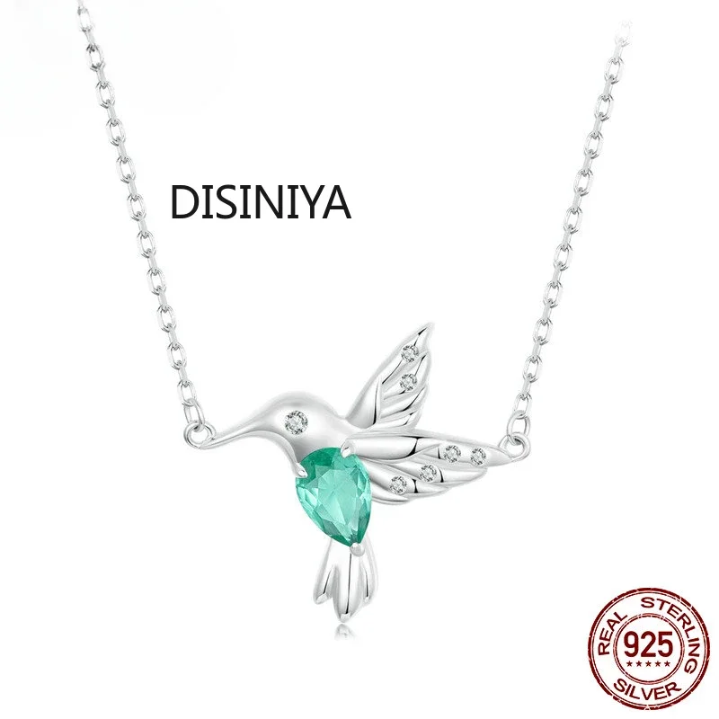 Ожерелье-колибри из стерлингового серебра 925 пробы с покрытием белого золота