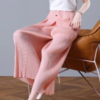 pleated pants womens summer thin cropped pants loose large straight leg pants pleated wide leg trousers high waist casual pants