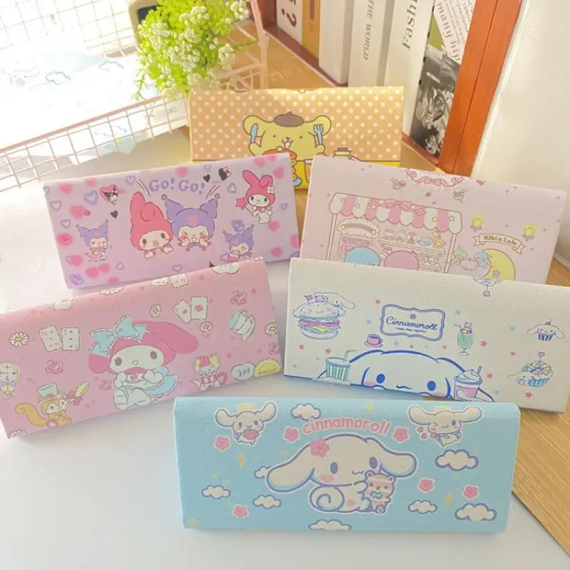 

Шкатулка для глаз Sanrio из аниме Cinnamoroll Kawaii мультяшная Милая портативная складная коробка для хранения Kuromi Mymelody лучший рождественский подаро...