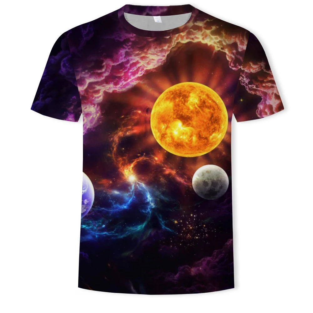 

Summer Beautiful Starry Sky Men t-shirt New Interesting Cosmic Nebula graphic T Shirts 3D Fashion Breathable Print T-shirt Top