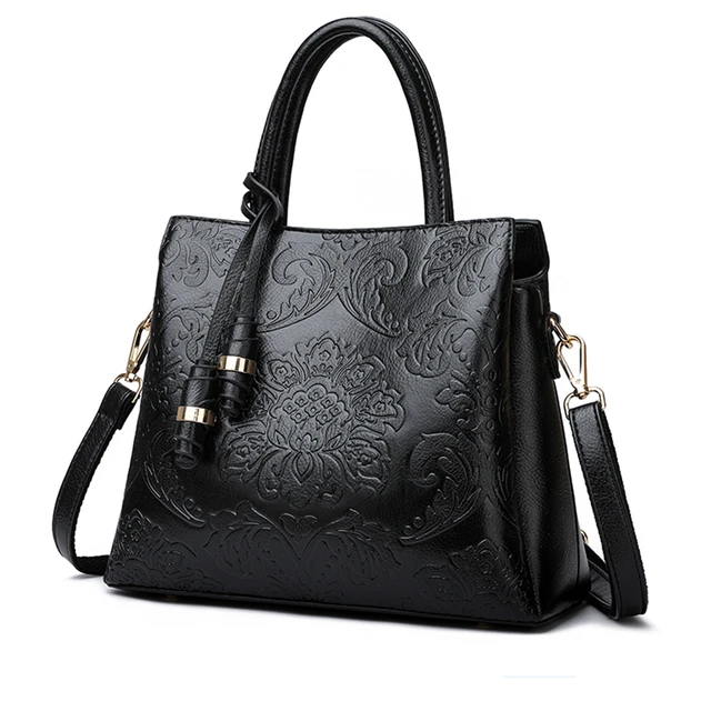 Solid Color Flower Pattern Design Women's Handbag Fashion Tassel Ladies Shoulder Bag High Quality Leather Women Crossbody Bags 2
