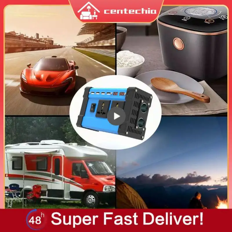 

2/4/6PCS Dc/ac Voltage Display Sine Wave Car Inverter Charger Durable Fast Charging Car Ac Power Converter Practical