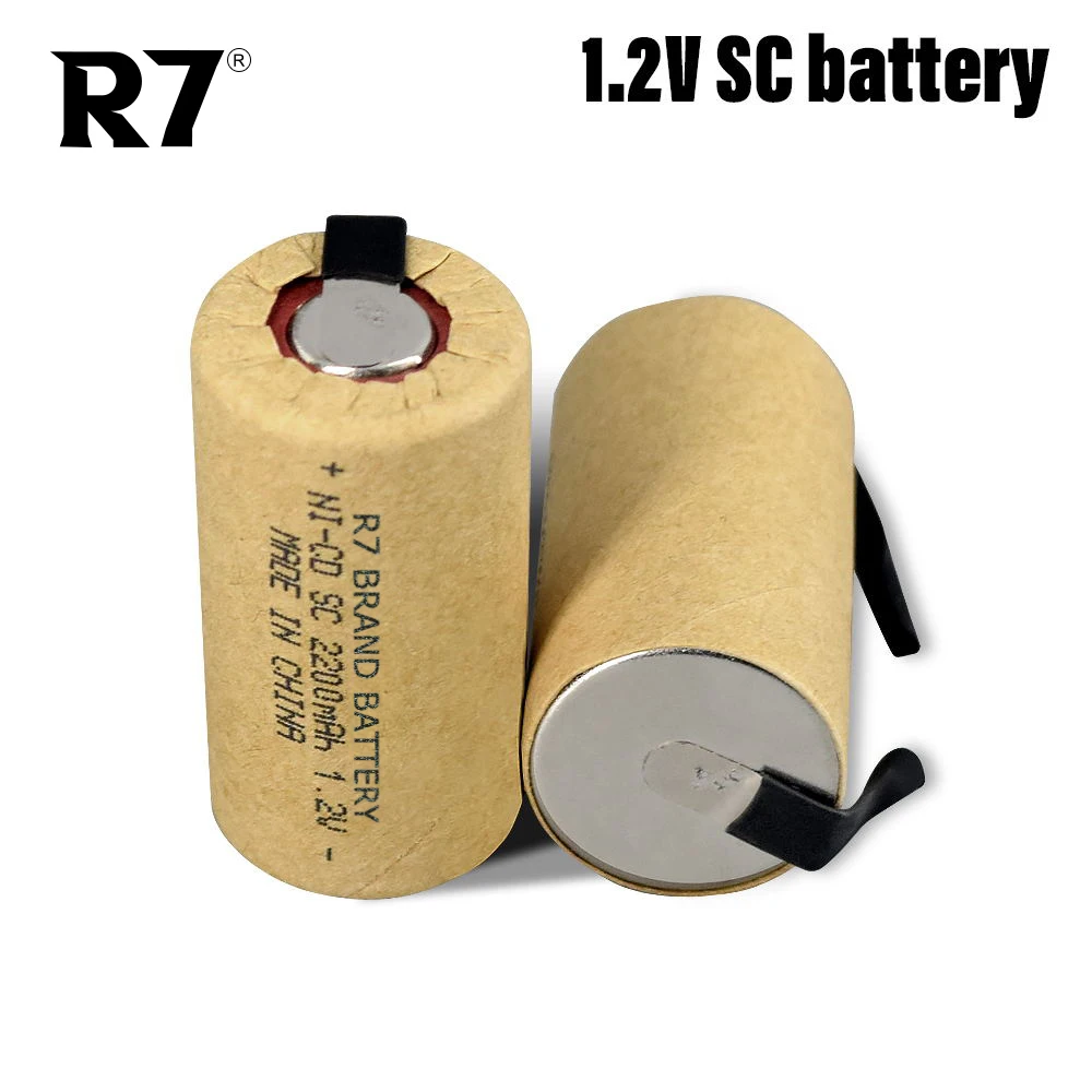 

R7 1.2V SC Batteries 2200mAh 1.2v Sub C NI-CD Rechargeable Battery with Tab for Screwdriver Electric Drill Power Tools