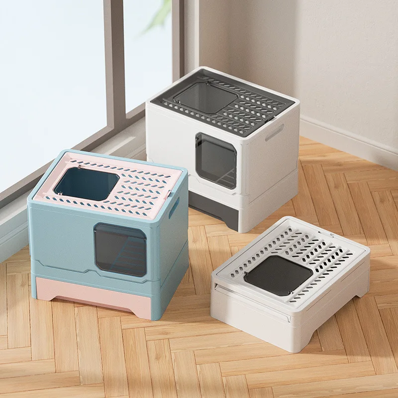 

Folding Cat Litter Box Drawer Type Splash-proof Top-in Cat Litter Box Cat Litter Box Fully Enclosed Cat Litter Box Wholesale