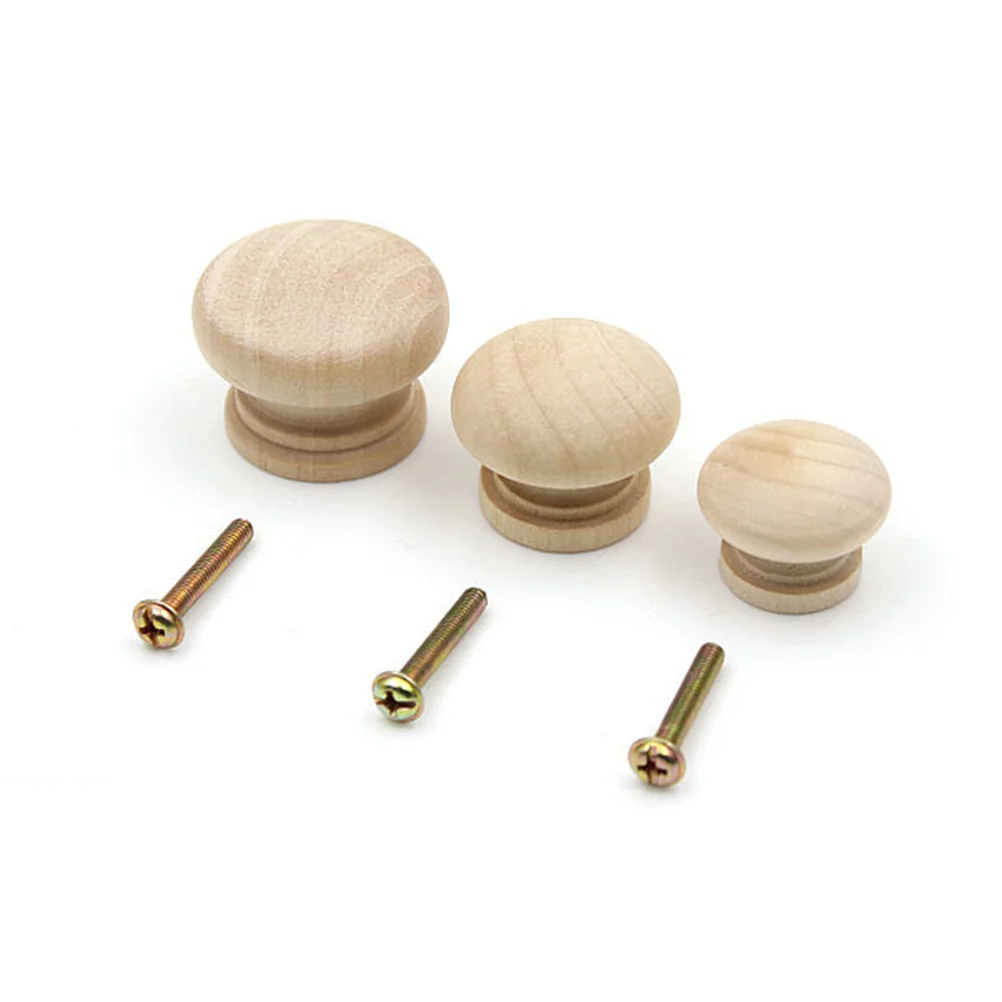 

Knobs Wood Wooden Knob Dresser Cabinet Drawer Handle Pullfor Unfinished Furniture Round Mushroom Door Cupboard Kitchen