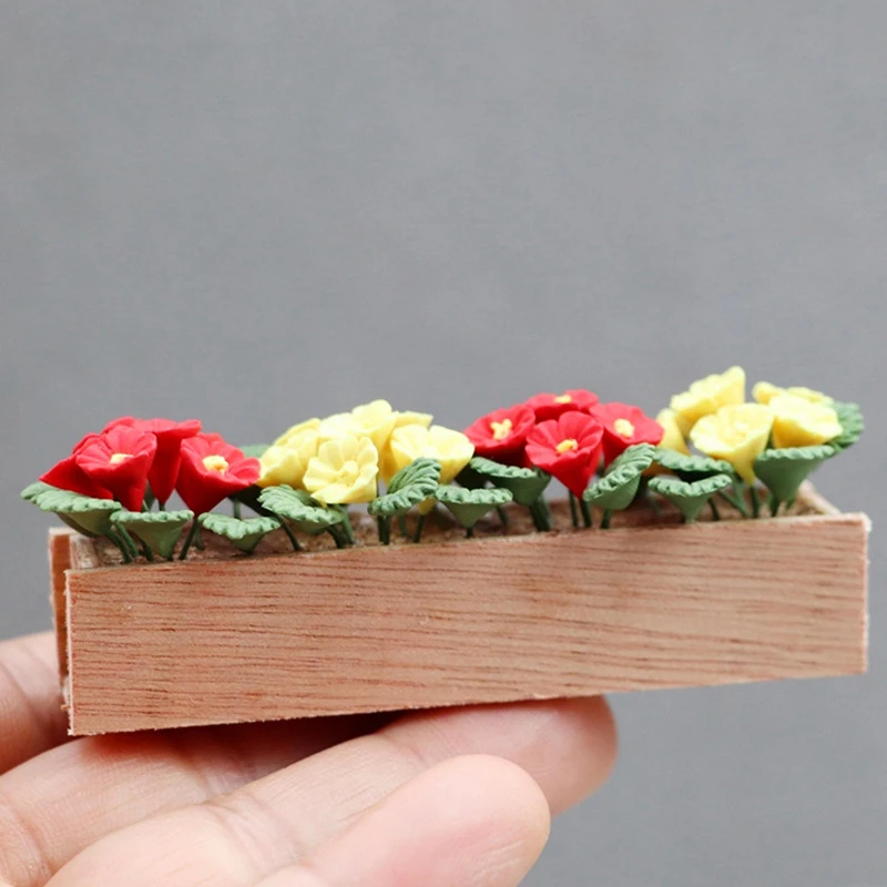 

1:12 Dollhouse Miniature Morning Glory Potted Plant Flower Beds Flower Bonsai Model Garden Decor Doll House Accessories
