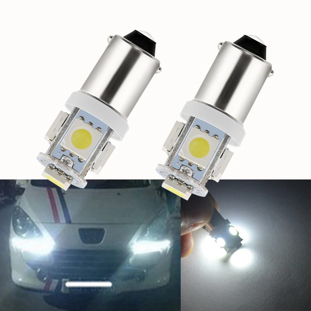

2Pcs New DC 12V Car Brake Led Wedge Lamps Car Clearance Signal Light Ba9s 5Smd 5050 T4W Marker Auto Multi-Colors Tower Tail Bulb