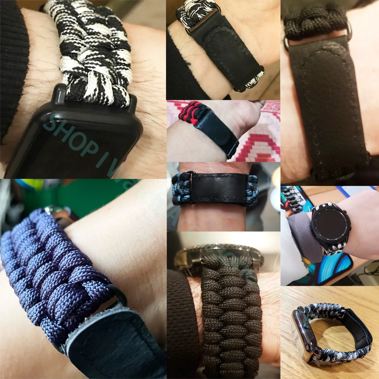 Outdoors Survival Rope Strap for Apple Watch 44mm 40mm 42mm 38mm Bracelet for Iwatch 5 6 SE 4 7 Leather Clasp Sport Braided Band