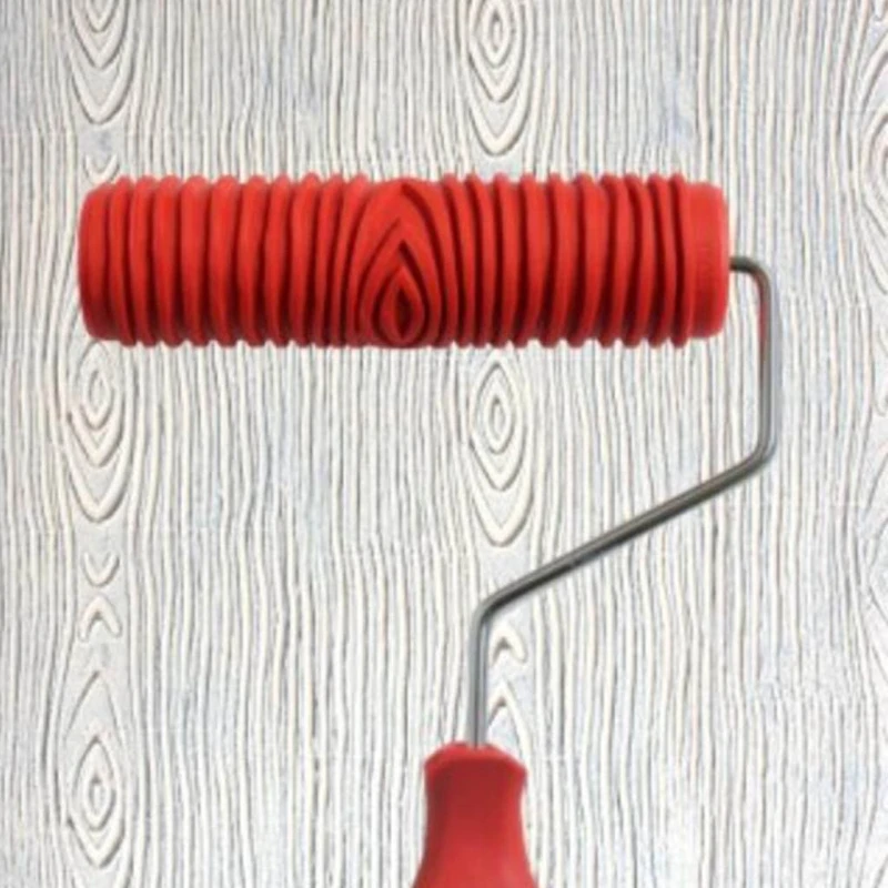 

M17D 7 inch Wood Grain Roller with Handle Rubber DIY Imitation Wood Grain Tool Grain Painting Tool for Wall Room Decor