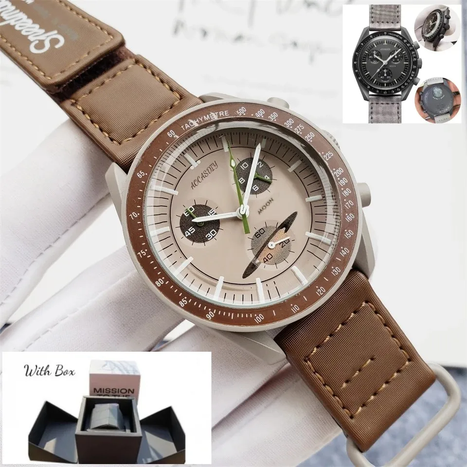 Moon Watch Co-branded Watch Male luxury couple Nylon Mercury James Master Mission Saturn Planet Wristwatch Timing AAA clock