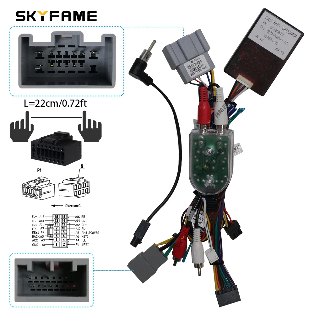 

SKYFAME автомобильный 16-контактный жгут проводов адаптер Canbus Box декодер Android радио кабель питания для Range Rover Sport Land Rover Discovery