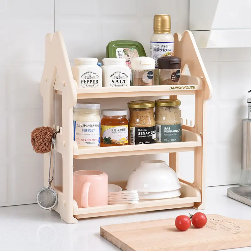 Kitchen Storage Rack Bathroom Organizer Drain Holder Seasoning Bottle Cutlery Items Sundries Stationery Toiletries Shelf