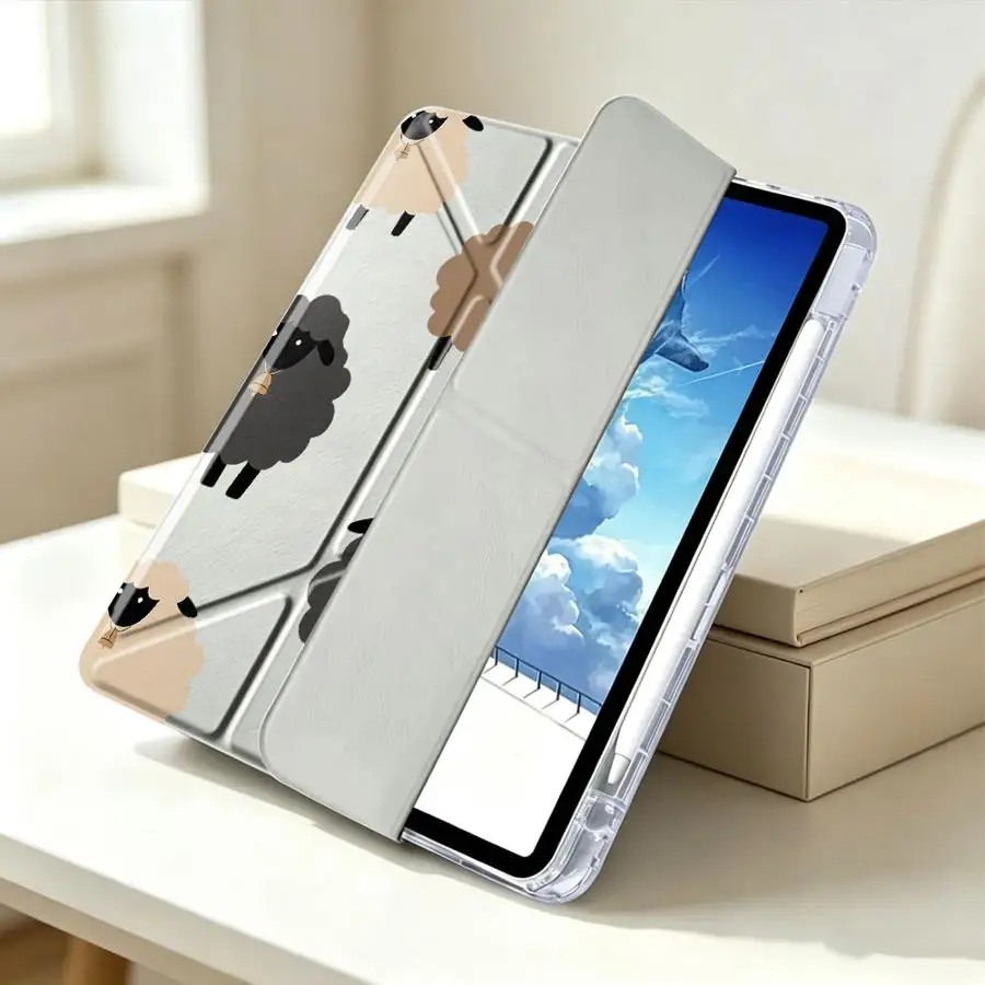 Мягкий черно-белый чехол для планшета Samsung Galaxy Tab S7 FE S10 Lite A8 A9 Plus A11 S8 S9 Plus с отделением для стилуса (art.: 3920dc2e5fc2b) - 3920dc2e5fc2b