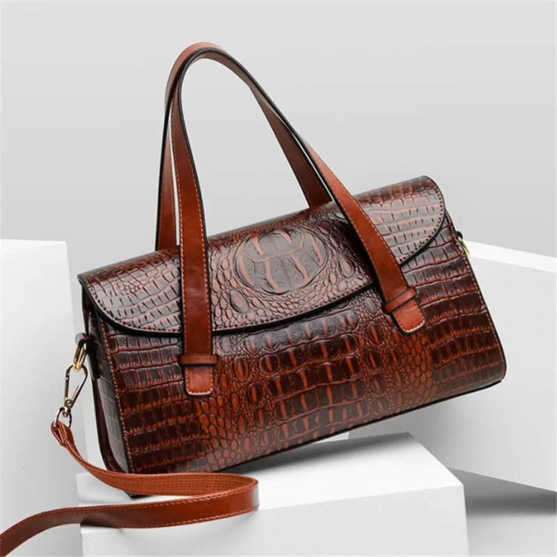 

Прямая поставка, роскошные дизайнерские сумки из крокодиловой кожи, женская сумка, винтажная сумка через плечо из искусственной кожи, женск...