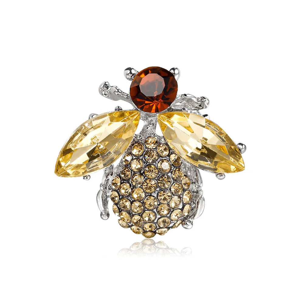 

TULX Rhinestone Cute Bee Brooches For Women Crystal Fly Insect Brooch Dress Coat Lapel Pin Suit Accessories Scarf Clip Jewelry
