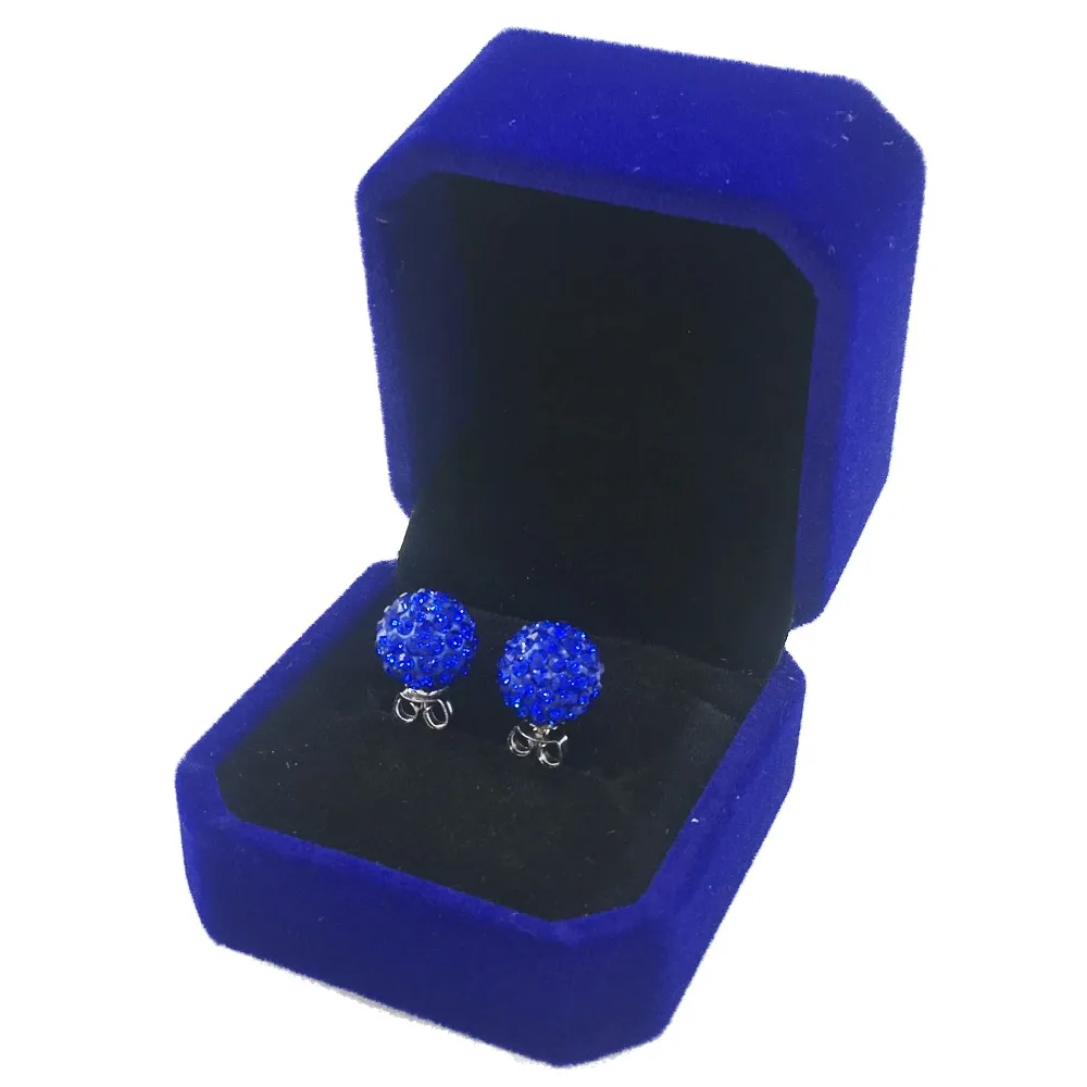 Серьги-гвоздики с кристаллами Samonica Королевского синего цвета из чешского