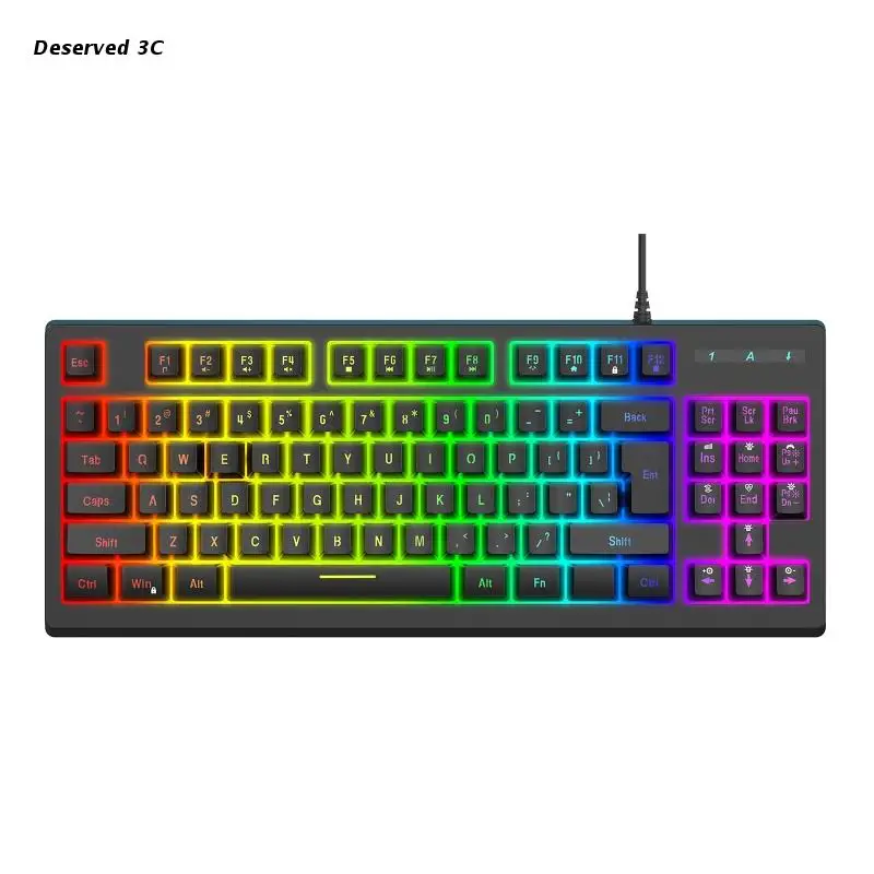 

Игровая механическая клавиатура R9CB Y-200 87-клавишная RGB, разноцветная Проводная машинная клавиатура с защитой от фиктивных нажатий для игр на ...