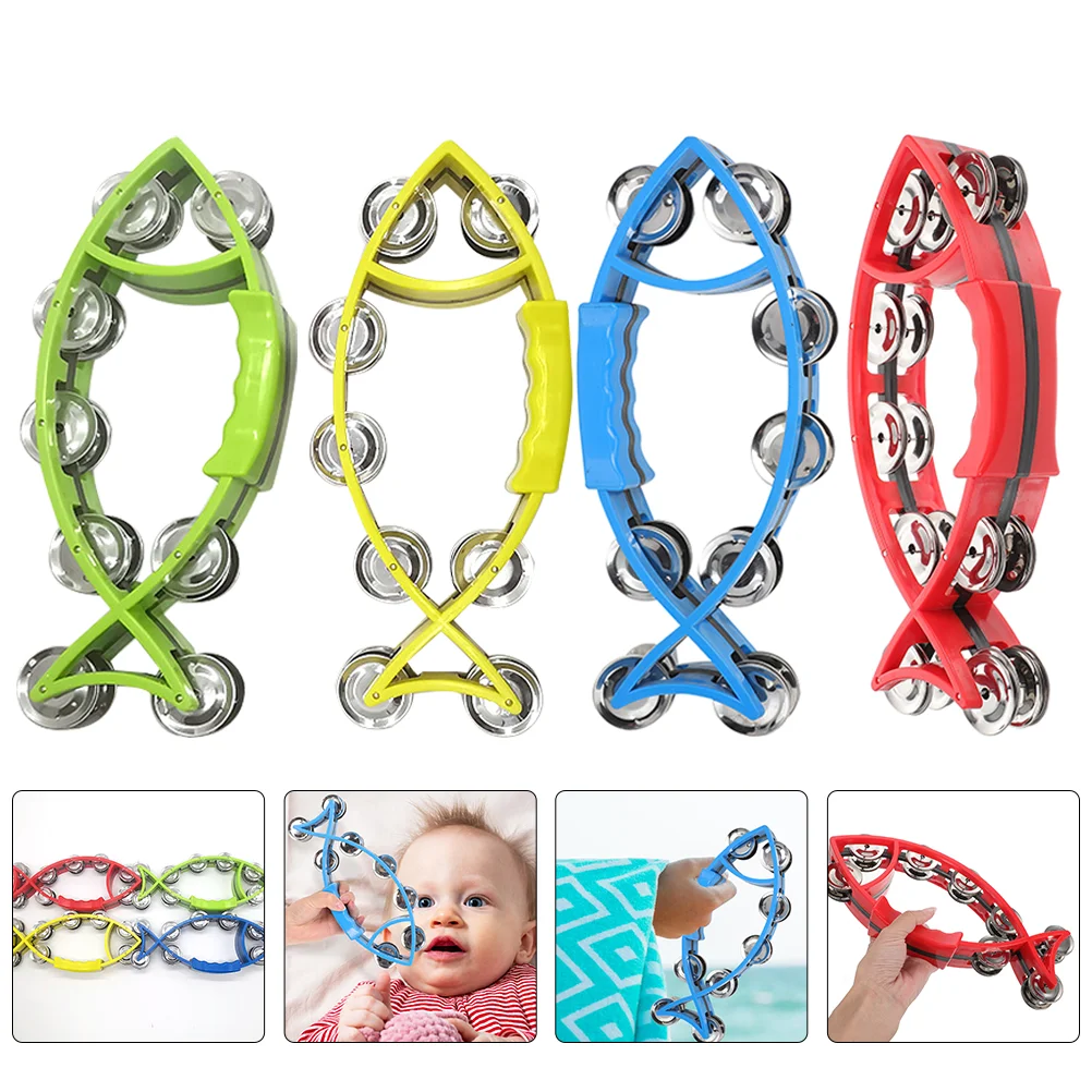 

4 Pcs Hand Bell Party Supply Baby Music Toy Tambourine Musical Props Handbell Interesting